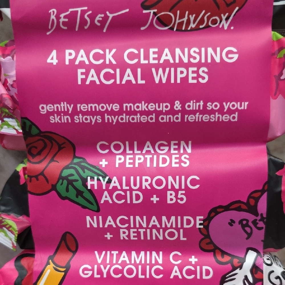 NWT(4Pack)Betsey Johnson Pink Cleansing Facial Wipes - Picture 2 of 7